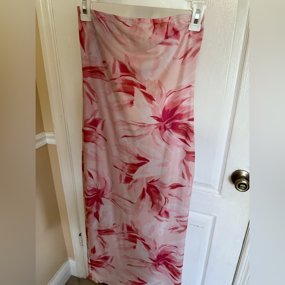Floral Pink Summer Tube Dress